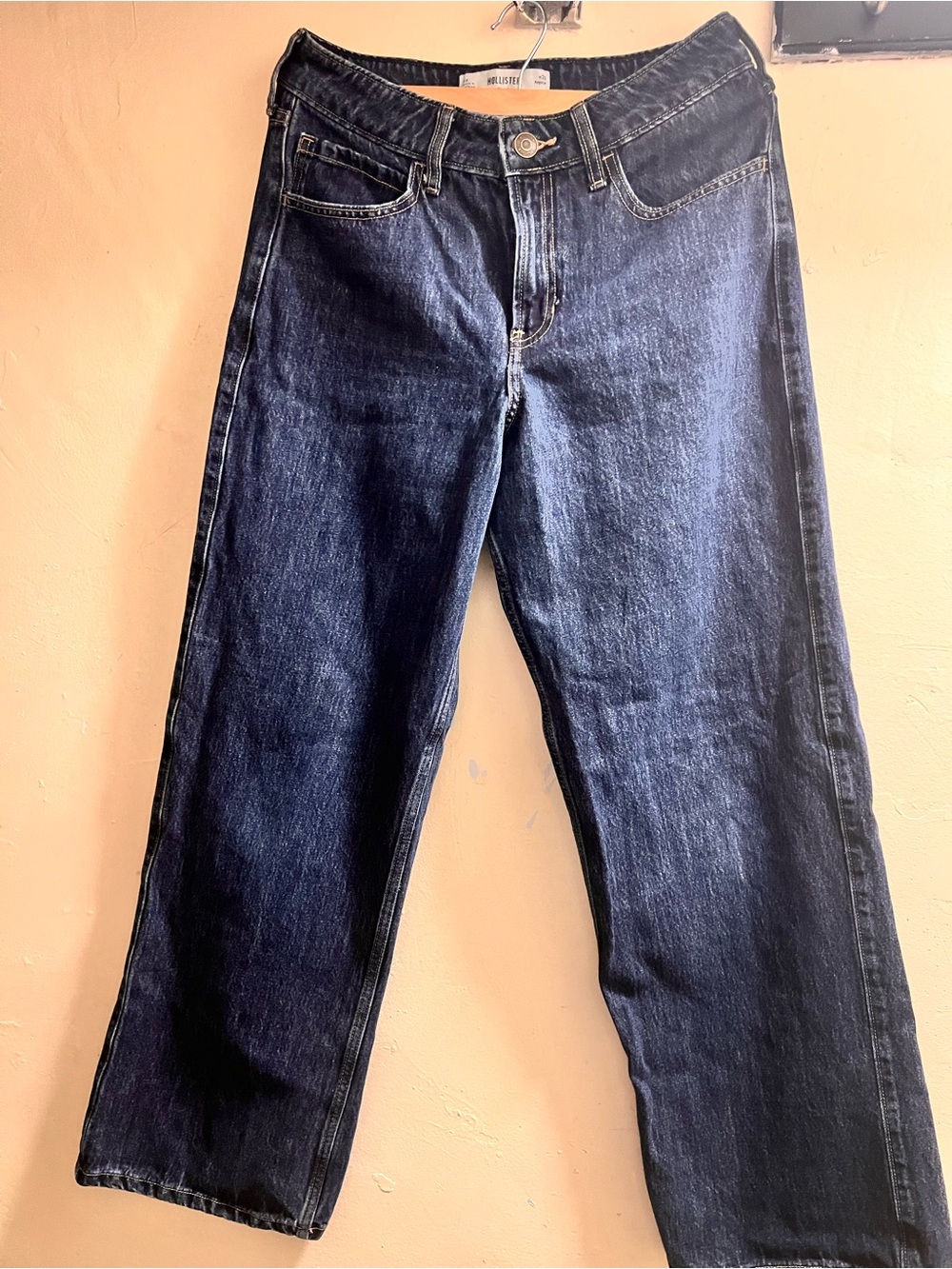 Hollister Women's High-Rise Dark Indigo Baggy Jeans